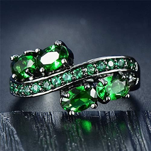 Play Pailin elegante oval verde esmeralda anel de casamento 10kt Black Gold Jewelry Gift Tamanho 6-10