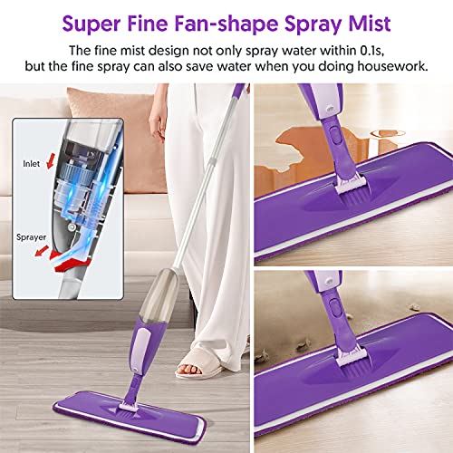 MOP de spray para limpeza do piso - sete max microfibra de piso com 550 ml de garrafa recarregável 3 almofadas laváveis ​​cozinha