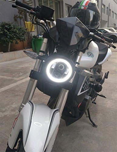 HOZAN Black Motorcycle Fextlight Housing Bucket com 5,75 5-3/4 polegadas LED RGB DRL HALO RING FELIONE