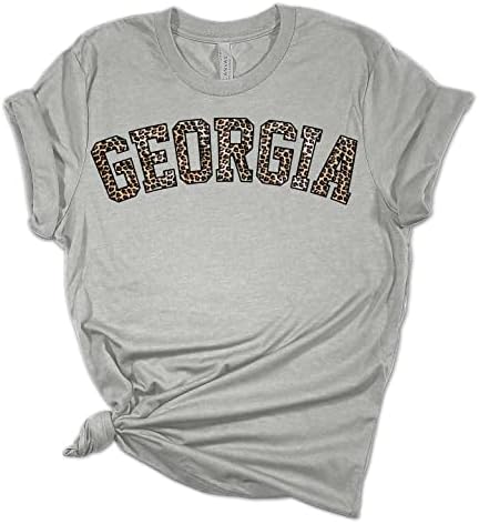 Time de futebol feminino cor Georgia leopard impressão Georgia unissex fit shirt de manga curta