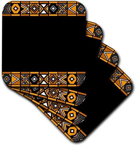 3drose Brown e Black African Pattern - Arte da África inspirada em Zulu Beadwork Geometric Designs - Coasters macios, conjunto de 8