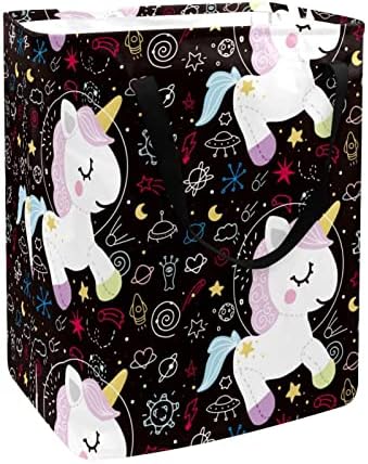 Galaxy Unicorn Horse Astronaur Spaces Planeta Prinha Lavanderia dobrável Resto de roupa, cestas de lavanderia à prova d'água de