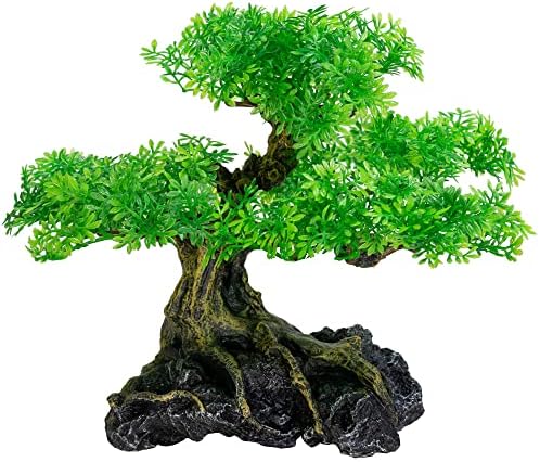 UNAK - Aquário Bonsai Tree Plant Decorações de tanques de peixes médios/grandes plantas artificiais plásticas de flor Ornamento beta decoração de peixe dourado ornamentos de água doce e decoração de água salgada