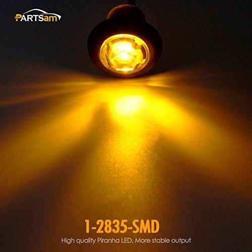 Partsam 10pcs 3/4 Mini Luzes de marcadores redondos W Plugues de bala, lente transparente à prova d'água selada Lens