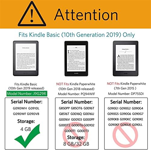 Caso de desenho animado de Yys para Kindle Basic com despertar/sono automático, cobertura protetora à prova d'água