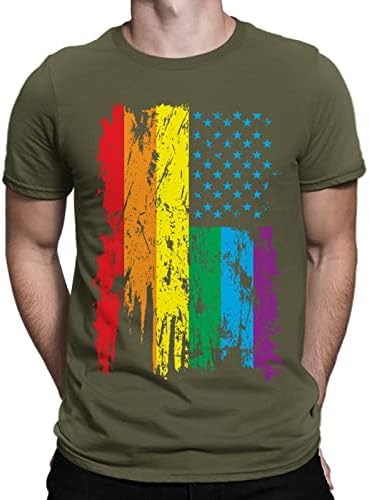 Camisas patrióticas para homens verão colorido manga curta camisetas o pescoço camisetas de impressão de bandeira americana