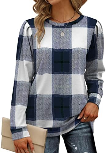 Sorto Geifa para Mulheres Crewneck Sleeve Tunic Tunic Tops Sweaters leves