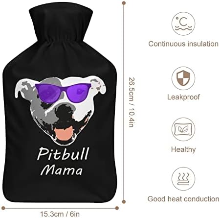 Garrafa de água quente mama pitbull 1000 ml com tampa macia removível Saco de injeção de água de pacote frio e quente para pés