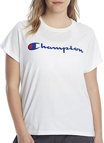 Campeão, camiseta clássica, camiseta confortável para mulheres, script