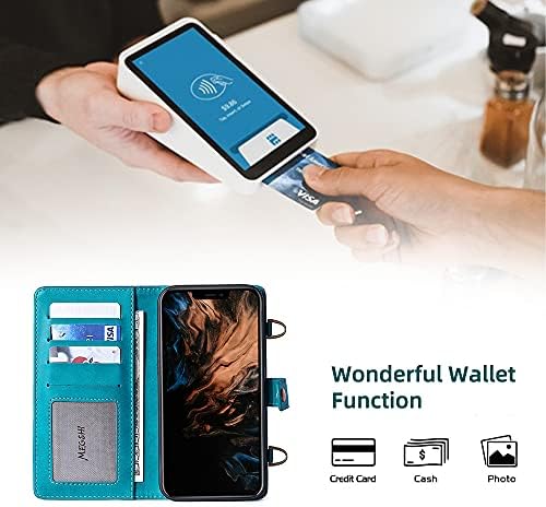 Compatível com o iPhone 13 Pro Max Wallet Case com slots de 12 cartas com zíper destacável Flip Flip Folio Capa multifuncional Caixa de couro com cinta