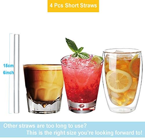 Brilife Borossilicate Glass bebendo canudos, 8,5 x 10mm perfeitos para milk -shakes, smoothies e a maioria das bebidas, pacote