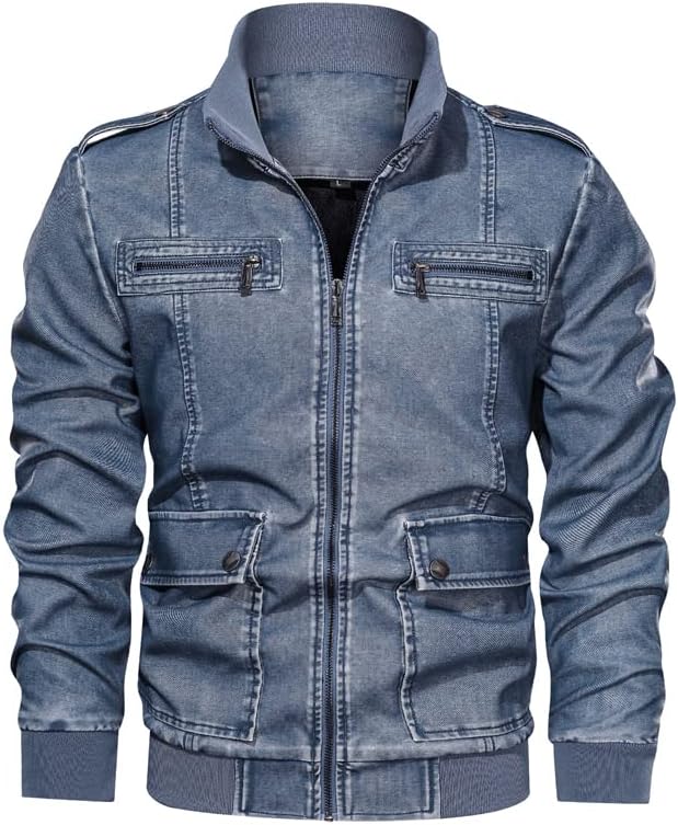 Jaquetas de couro para homens laváveis ​​roupas de couro lavável moto zíper bolso macho PU casacats