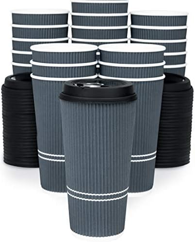 GLOWCOUT CHUPAS DE CAFÉ com tampas - 22 onças para ir a xícara de café com tampa. Papel de viagem de Togo grande ondulação