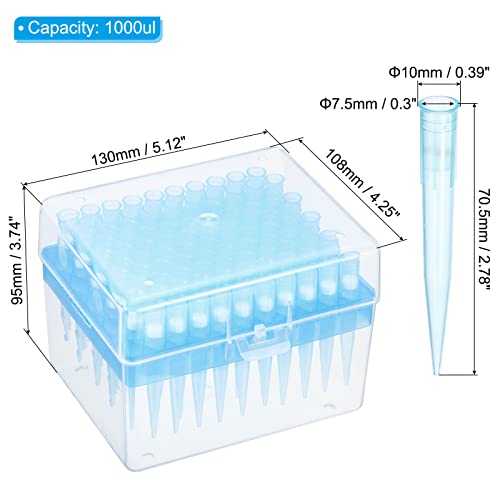 Patikil 1000ul PE Filtragem Pipes de pipeta, 1 Definir 100 dicas/rack plástico para transferência de líquido universal pipete de pipeta para laboratório, azul