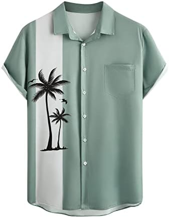 Camisa de camisa masculina rtrde botão de manga curta para baixo para a praia havaiana praia estampada camisas casuais