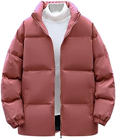 Jaqueta de puffer de inverno uofoco para homens casuais colorida sólida de manga comprida Zip up Mens de tamanho grande com bolso