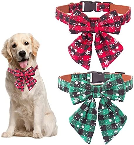 ADOGGYGO 2 Pacote colarinho de cães de Natal com gravata borbole