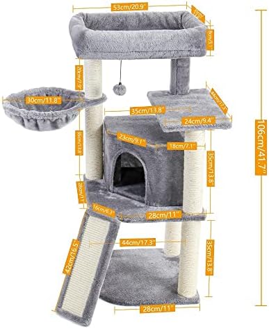 Dhdm Multi-Level Cat Tree Play House Climber Activity Center Tower Hammock Furniture Scratch Post para gatinhos