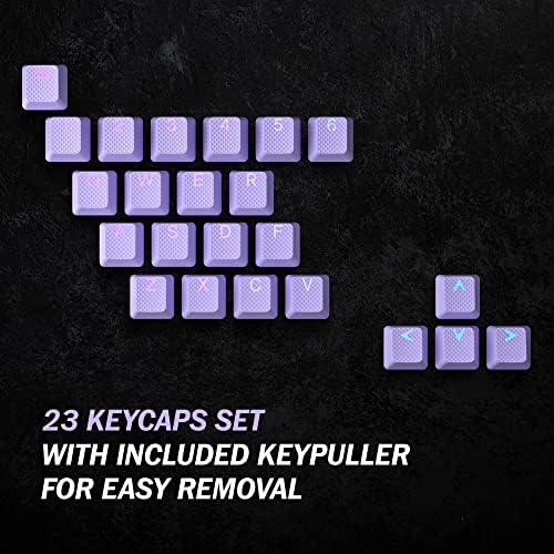 Conjunto de chaves de borracha de jogos HK | Textura anti-deslizamento | Conjunto de keycap de backlit DoubleShot | 23 teclas