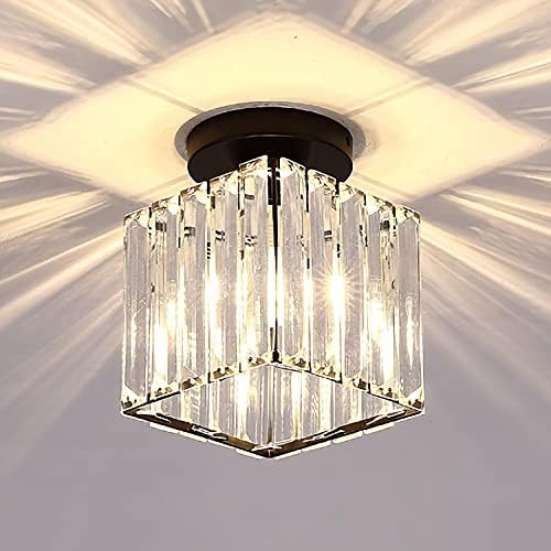 Iluminação de kco preto pequeno monte de arco de descarga de teto mini lustre de cristal moderno entrada para o corredor de entrada