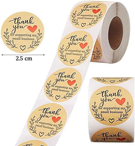 Obrigado por apoiar nossas pequenas empresas 1000 rótulos, Kraft Paper Thank You Stickers por selar lojas de butiques on -line
