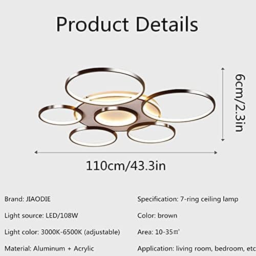 Luz de teto LED Moderno de 7 anéis de 7 anel de teto Lâmpada marrom redonda do quarto lâmpadas de teto de quarto, 3000k-6500k