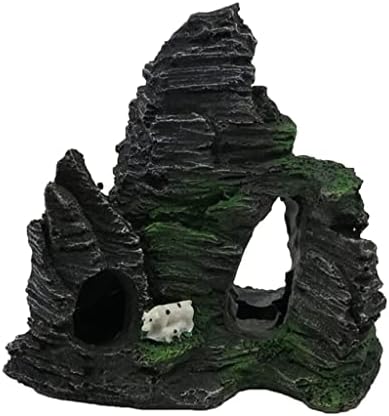 LDCHNH Aquário Resina Rockery Mountain View Rock Cave Stone Tree Tank Ornamento Decoração Acessórios para aquários