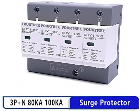 Phnt 1pcs Protetor de pura AC 3p+n 40 ~ 80ka 60ka ~ 100ka 385v 420v SPD Proteção de raio de raio Proteção de proteção