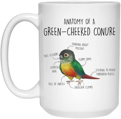 Greenstar Presente Cheek Cone Coffee Caneca, Presente fofo para papagaio de animais, amante de pássaros, presente engraçado para