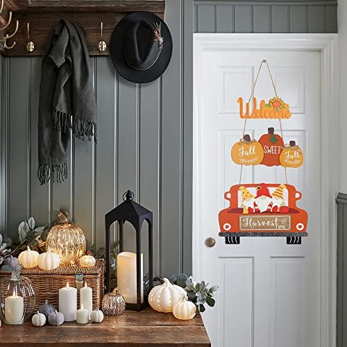 Decorações de Ação de Graças de Needomo, Pumpkin Wood Solving Sign com decoração de outono de cartas de boas -vindas, decoração