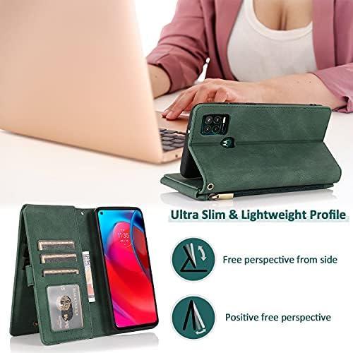 Caixa de carteira de Razstorm para Motorola Moto G Stylus 5G Caixa com suporte de cartão de luxo de couro vegano Strap Fechamento