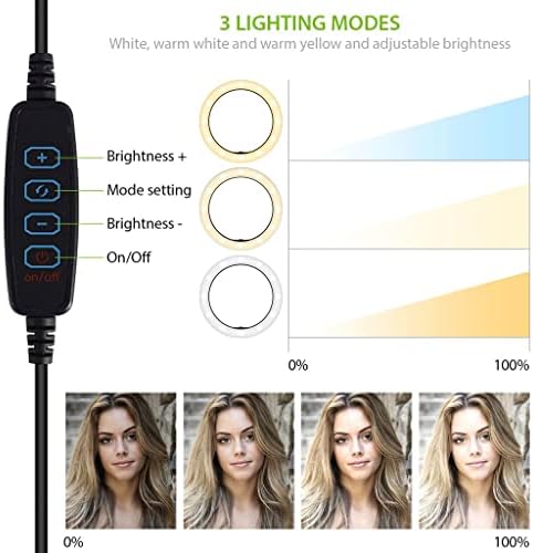Anel de selfie brilhante Tri-Color Light Compatível com seu Samsung SPH-L710 10 polegadas com remoto para transmissão ao vivo/maquiagem/youtube/tiktok/vídeo/filmagem