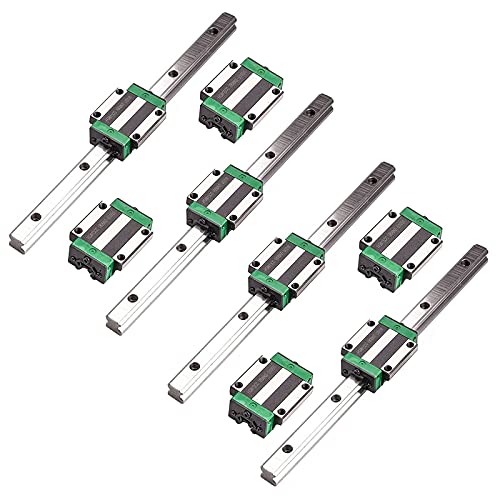 Mssoomm 15mm Hgw15 Kit de trilho linear quadrado CNC 4pcs HGW15-14,96 polegada / 380mm +8pcs Hgw15 - Caneta do linear do tipo flange do tipo flange do tipo de linear do tipo de deslocamento linear para a impressão 3D e projeto DIY Project Project Project.