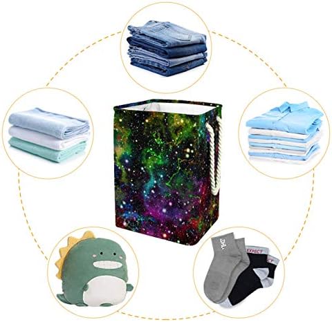 Ndkmehfoj brilhante universo colorido cestas de lavanderia cestas de roupas sujas à prova d'água, maçaneta dobrável colorida