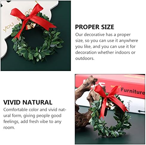 Toddmomy Decoração ao ar livre 6pcs mini coroa de natal grinalt-bow- nó sino pendurado grinalda de planta artificial Wrinal