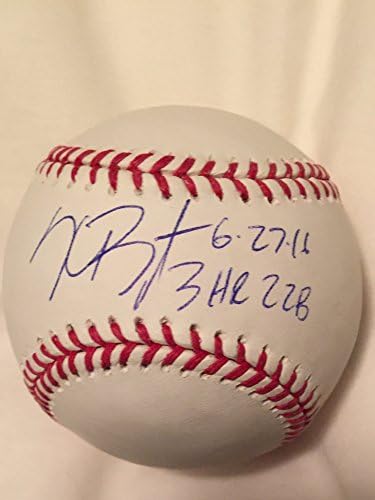 Raro autógrafo Kris Bryant World Series Campeão Chicago Cubs Stat Ball 6-27-16 3HR, 2 2B Certificado fanático muito raro assinado