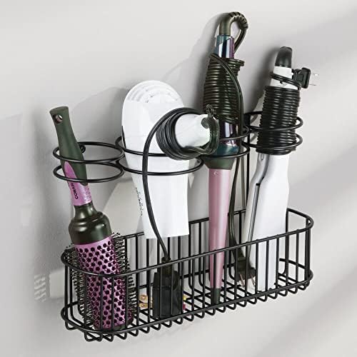 Armário de arame de metal MDESIGN/Montagem de parede Organizador da ferramenta de cuidados com cabelos e estilo - cesta