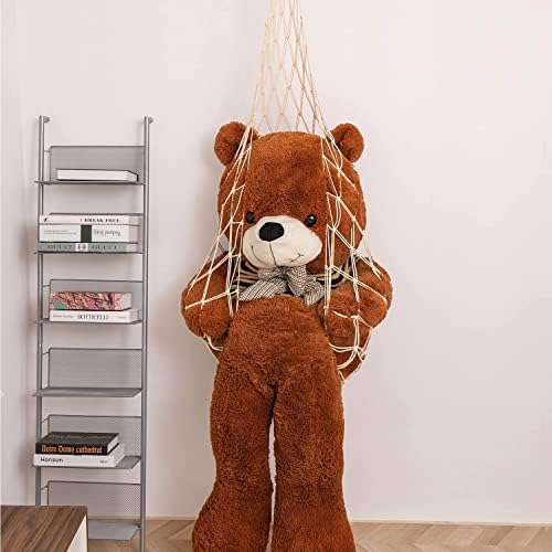 Rede de animais recheados Linha de brinquedo grande Hammock Macrame PLUSH Toy Display com um gancho para cantos, paredes e