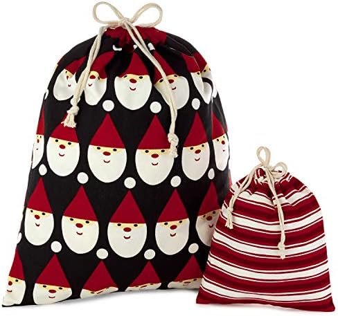 Hallmark Black and Red Prawstring Christmas Gift Set Set Papai Noel e Stripes