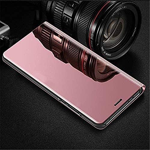 Lemaxelers Galaxy S23 Ultra Case Design Slim Mirror Design Clear View Flip Bookstyle Ultra Slim Protecter Shell com capa de Kickstand para Samsung Galaxy S23 Ultra Mirror Pu Rose Gold Pu Rose Gold Pu Rose Gold