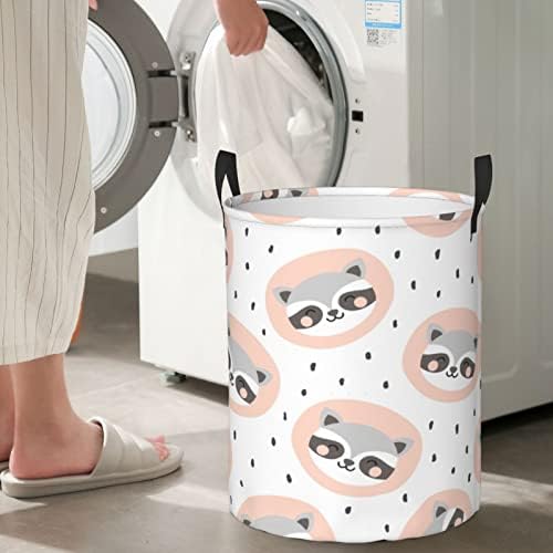 Raccoon fofo circular de armazenamento protable organizador de lavanderia cesto de roupa portátil para cozinha para