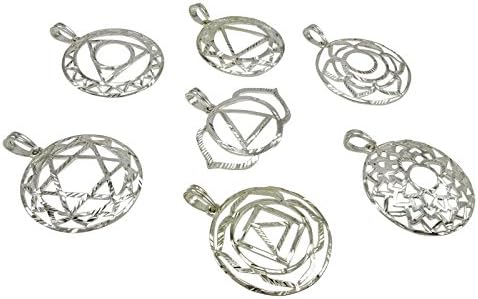 Harmonize Conjunto de 7 Símbolos de Balanceamento de Balanceamento de Chakra Símbolos de Brass Pingentes de Energia Espiritual Reiki Cura Amuleto de Cristal