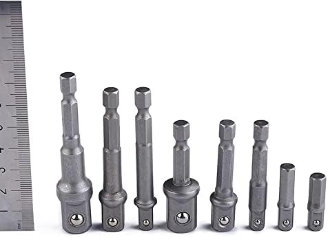 Fongmore 8 PCS Adaptador de soquete Conjunto de impacto hexágono porca de porca de hastes de porca de porca de broca de potência para 1/4 3/8 1/2 Adaptador de extensão Conjunto para broca sem fio