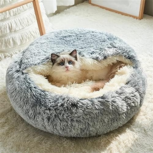 Cama de caverna de cães de gato, 16 polegadas de cama de gato e 16 polegadas de gato com fundo de gato semi-deslizante Cama de ninho