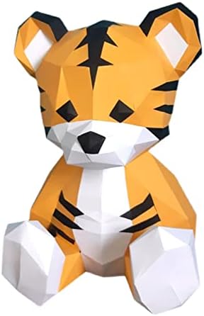 WLL-DP Creative Tiger Baby Diy Paper escultura geométrica de papel geométrico Troféu de papel 3D Origami Puzzle Decoração de decoração