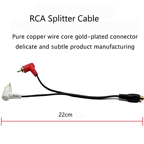 Travien RCA Splitter Audio Cable, RCA fêmea RCA banhada a ouro para um cabo de adaptador de áudio de 90 graus de 90 graus, cabo