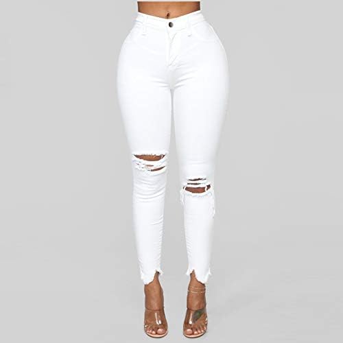 Xiloccer calças femininas jeans feminino fino manchas de tamanho gradiente de jeans de baixa cintura baixa jeans elástica