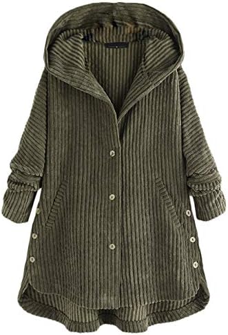 Andongnywell Womens Fuzzy Jackets de lã Solid Open Front Capuz Botões de casacos de manga longa com bolsos