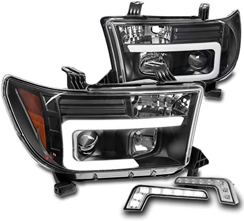 ZMAUTOPTS LED TUBE PROJECTOR DE TUBO BLACK W / 6.25 DRL branco compatível com 2007-13 Toyota Tundra / 2008-17 Sequoia