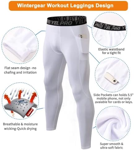 Calças de compressão yuerlian mass com leggings atléticos com bolsos que executam calças -calças de ciclismo de BaseLayer